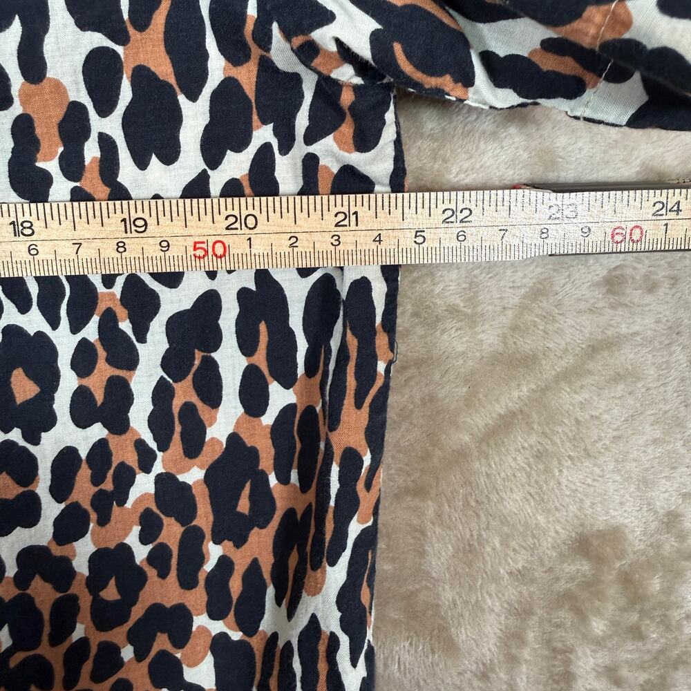 Allison Rhea 100% Cotton Pajama Set Leopard Print Button Top Pants Medium - Picture 7 of 13